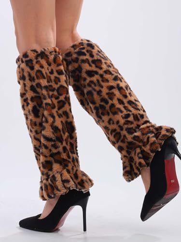 Fuzzy Leg Warmers - Winter Fur Y2K Boot Cuffs, Fluffy Soft Covers for Women3