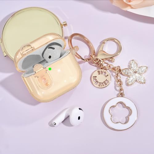 Image of (with Safety Lock) VISOOM 2025 Clear Cases For Airpods iPods 4 Case Cover Women, Bling Airpod iPod 4 Case Soft 4th Gen Air Pods iPods Cases With Keychain for Apple Headphones Airpods4 Generation-Khaki