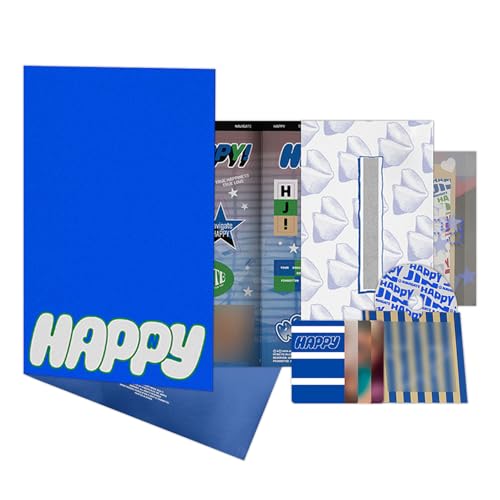 JIN - Album photo [Happy] (Standard - NAVIGATE Ver.) - Photobook + CD-R + Poster + Photocard + 2 Extra Photocards - Bleu - 28.1 cm x 22.1 cm x 1.7 cm