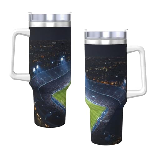 Vaso aislado de 40 oz con tapa de pajilla y diseño de estadio nocturno 4