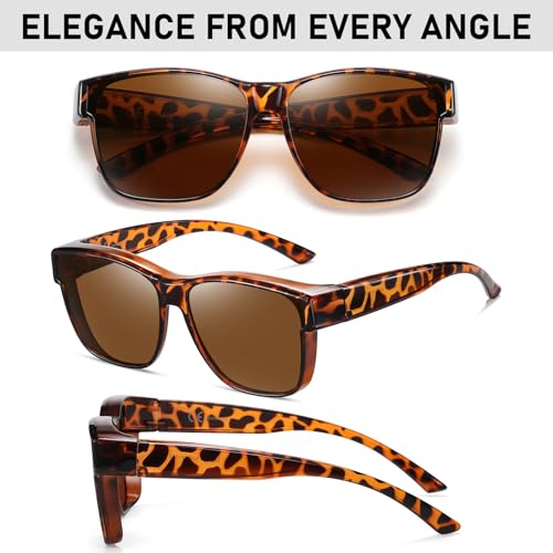 Image of GEGURI Polarized Sunglasses Fit Over Glasses for Men Women, Oversized Square Sun Glasses UV400 Protection Shades