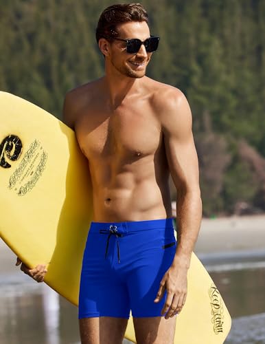 Ekouaer Mens Quick Dry Swimwear Swim Trunks with Zipper Pockets Swim Shorts with Mesh Lining Royal Blue S — view 2