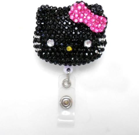 Cutie Blinged Out Kitty Rhinestone Badge Reel/Name Badges/ID Badge Holder