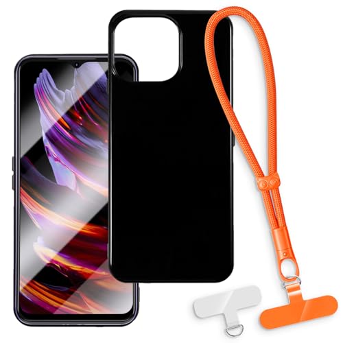 OAGELIM 2-in-1�ی�P�[�X�ƃ��X�g�X�g���b�v Cubot P80 �Ƃ̌݊������� ���O���\�ȃ��j���[�h�t���d�b�J�o�[�A����~�ߕ����h�~�O���b�v�n���h�� (�u���b�N + �I�����W)