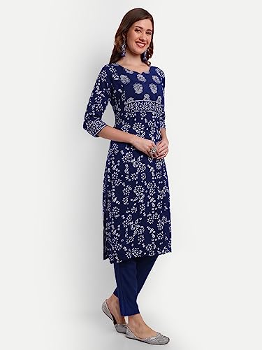 Image of Ayukta Women's Rayon Printed Straight Kurta