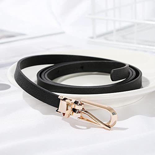 HomeSoGood 5Pcs Adjustable Womens Thin Belts, PU Leather Belts, Candy Color Dress Thin Waist Belt(One Size,mix color)4