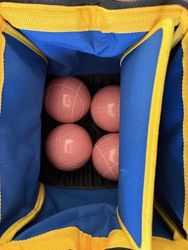 BuyBocceBalls Listing - Extra Heavy Duty Nylon Bocce Bag - Royal Blue with Yellow Handles, with Ball Separator - Thumbnail 3