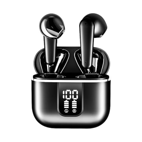 Nsiucion Wireless Earbuds, Bluetooth 5.3 Hi-Fi Stereo Headphones, Noise Cancellation 40 Hours Playtime Earphones, IPX4 Waterproof LED Power Display Headset for Sports Workout Running (Black) Cover