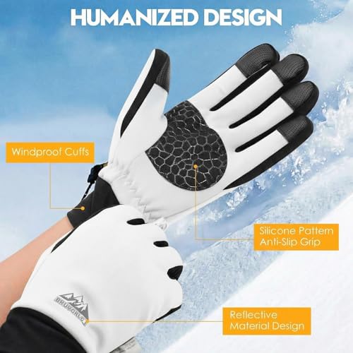 Image of Bruvoalon Winter Gloves for Women & Men, 3M Thermal Insulation, Lycra Fabric, Touchscreen, Anti-Slip