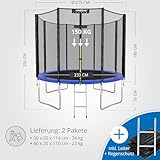 KINETIC SPORTS Trampolin Outdoor 'Salto Plus' Ø 275 cm – TÜV Rheinland geprüft, Komplett-Set für Kinder, USA Sprungtuch, Netz, Randpolster, Leiter – bis 160 kg, Blau - 7