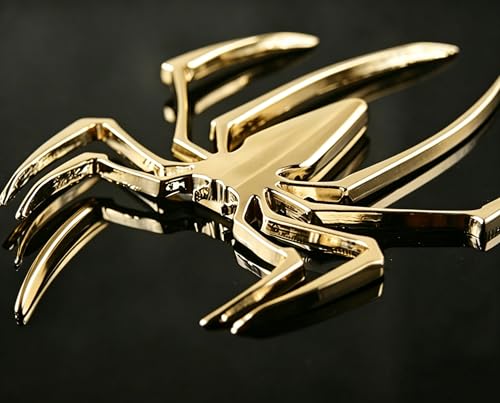 Image of 2 PCS 3D Spider Chrome Emblems Badges Sticker Car Decoration for Universal Car Vehicle, Truck, Motorcycle, RV, Scooter, SUV, Door, Window(Yellow-B0CHYRQBG1)