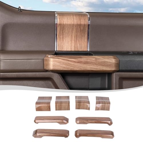 Voodonala for F150 2015-2020 Interior Door Handle Cover with Door Panel Cover Compatible with Ford F-150 2015-2020, F150 Interior Accessories 8Pcs(ABS,Wood)