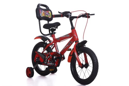Image of JUNIOR KID 14T Kids Cycle with Sides Balance Wheel and Back Rest Seat | 9 Inch Frame | Steel Rim | Ideal for 3 to 6 Years Boy & Girl