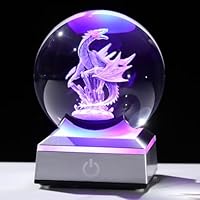 Movdyka – Sfera Di Cristallo 3D Con Drago Volante E Base Luminosa LED, 60mm