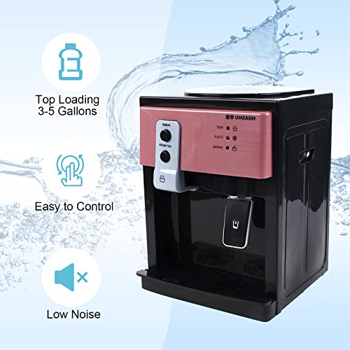 Shioucy Top Loading Water Cooler Dispenser - Desktop Electric Hot And Cold Dispenser,3 Temperature Settings Boiling Ice Water（46-59℉）For 1 To 5 Gallon Bottles, 10.6*9.4*14.1Inch, Pale Gold 550W #TOP2