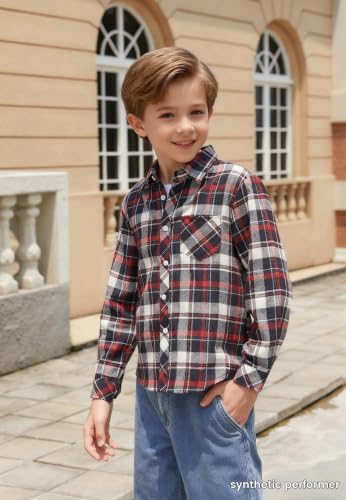 Image of Betusline Boy and Men Button Down Plaid Shirt | Soft,Breathable and Comfortable Fabric