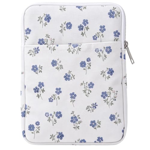 Rngmsi Floral Sleeve Case for E-Reader - Blue Flower Pouch Cover for Kindle