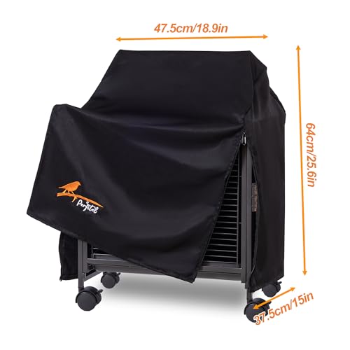 Image of Small Bird Cage Cover(Black) Good Night Black-Out Cover for Birdcage with Roof Top Durable Breathable Washable Material (cage is not Included) (18.9 inch L x 15 inch W x 25.6 inch H, L Shape)