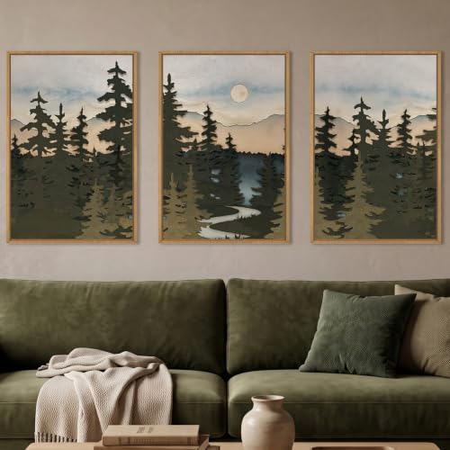 HPNIUB Large Boho Woodcut Mountain Framed Wall Art Set -16"x24"x3 by HPNIUB - Used condition - Image 5