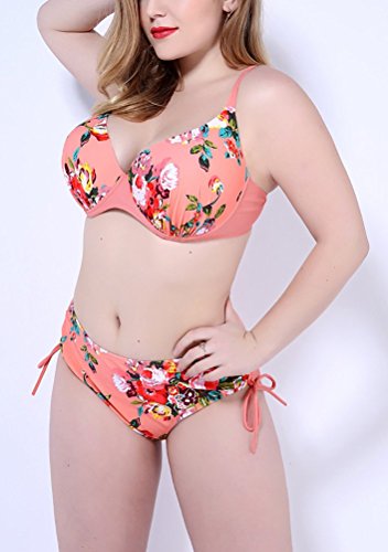 QZUnique Women's One Piece Bathing Suit Tummy Control Swimwear Halter Ruched Swimsuit Plus Size Vintage Push Up Monokini 08 Pink/Small