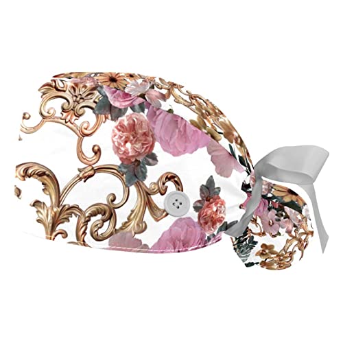Casquettes de travail ajustables et chapeaux bouffants à motif floral JDEZ