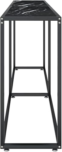 Miniatura 37 de vidaXL Mesa consola rectangular de vidrio templado en negro, para sala de estar, mesa auxiliar de acero con recubrimiento en polvo, mesa para Negro
