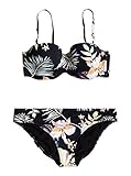 Roxy Damen Printed Beach Classics - Bandeau Bikini Set For Women Bikini-Set, Schwarz, S