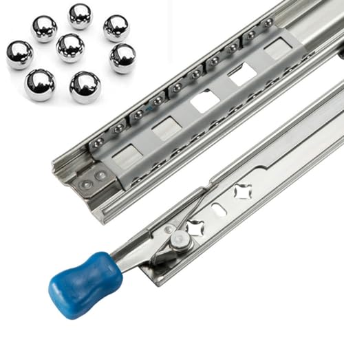 2x Drawer Slides with Lock Replacement Runners Heavy-Duty Industrial Steel up to 120 kg Capacity 3-Fold Full Extension 1500 1400 1300 1200 1100 1000 Side Mount (Size : 1100mm/44inch)