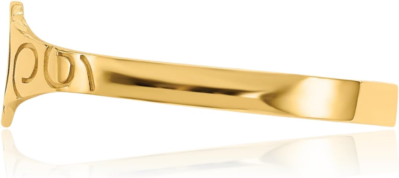 IceCarats 10K Solid Yellow Gold Oval Signet Ring 2mm Slim Band Polished, Engravable