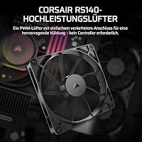 CORSAIR RS140 140mm PWM-Lüfter – Daisy-Chain-Verbindung – Geräuscharm – Magnetisches Dome-Lager – Einzelpackung – Schwarz – Ansicht 2