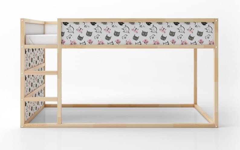 KURA Bed Watercolor Cute Cats Faces Kids Decals Sticker Furniture Decals for Nursery Adhesive