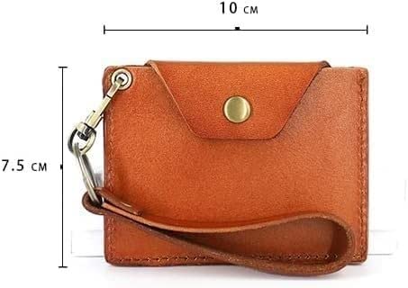 Porta tarjetas de identificación, Fundas de tarjeta de identificación refinadas for trabajo de oficina, estuche protector de tarjeta de identidad de cuero genuino, billetera con cordón retráctil, etiq