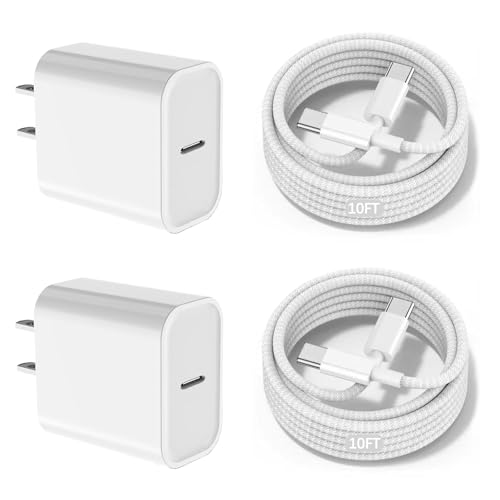 10FT Fast iPad Charger,iPad Charger Fast Charging 2Pack Wall Chargers Plug Adapter Woven Type C USB C to C Cable Cord for iPad Pro 13/12.9/11/,iPad Air 6/5th,i-Pad mini 6/A17 Pro,i-Pad 10/11th(A16)