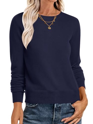 ANRABESS Sweaters for Women Long Sleeve Lightweight Fall Outfits Navy