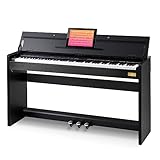 AODSK 88 Key Weighted Action Digital Piano,Grade Hammer Action Keyboard with Furniture Stand and Triple Pedals for Beginner Kids/Adults Classic Household Digital Piano Black(UPB-85)