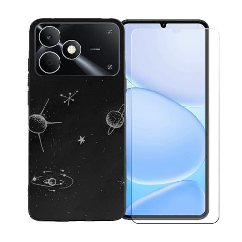 LCEHTOGYE �K�p Realme Note 80 4G +�����K���X�X�N���[���v���e�N�^�[�p�P�[�X�A�K�p Realme Note 80 4G (6,74")�ƌ݊����̂���u���b�N�\�t�gTPU�V���R���Q���P�[�X�ی�J�o�[ BST14