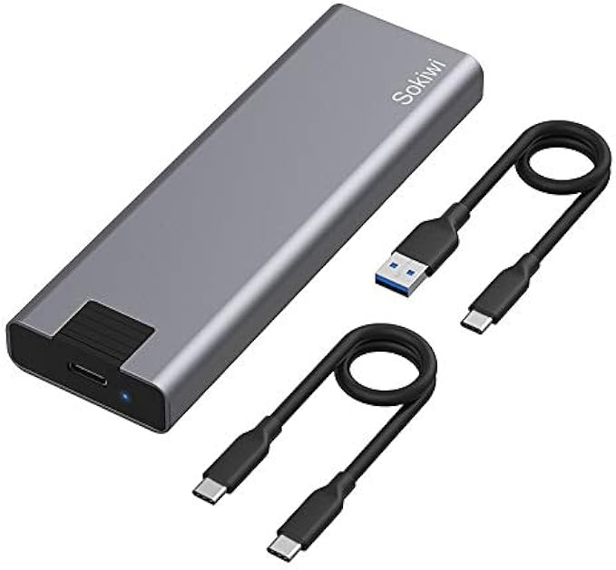 M.2 NVME SATA SSD Enclosure Adapter Tool-Free, RTL9210B Chips, USB C 3.1 Gen 2 10Gbps NVME, 6Gbps SATA PCIe M-Key(B+M Key), Support UASP Trim for SSD Size 2242/2260/2280