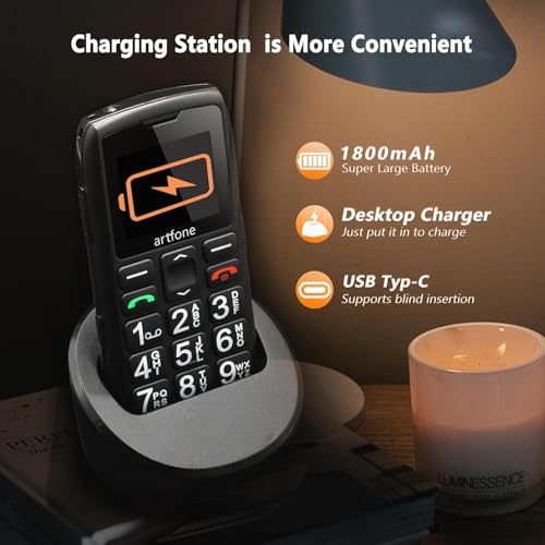 C1+4G Pro Black - Big Buttons Cell Phone for Seniors丨Basic Phone with SOS Button丨Charging Station丨1800mAh丨Loud Speaker丨Talking Clock丨Speed Dial丨Hands-free丨Large Font丨Unlocked Phones丨FM Radio - Image 5