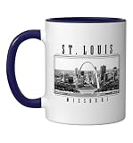 St. Louis Missouri Vintage USA Souvenir Skyline Ceramic Mug, Dark Blue/White, 11oz