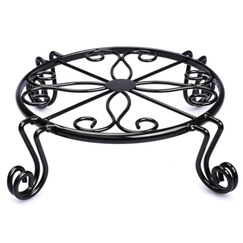 SMELEYOU Black Plant Stand for Flower Pot Heavy Duty Potted Holder Indoor Outdoor Metal Rustproof Iron Garden Container Round Supports Rack for Planter Bronze, Pumpkin Stand Outdoor for Home Garden