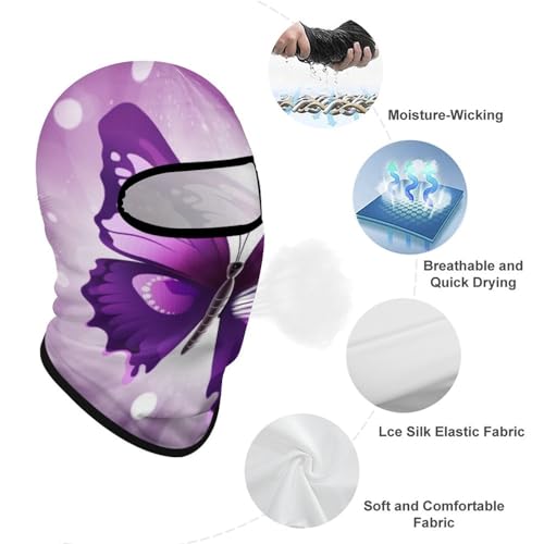 Balaclava Mask for Men Ski Mask for Women Purple Butterfly Full Face Mask Face Cover for Cycling miniatura 3