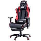 【Hoher Komfort】 Hbada Gaming Chair verfügt über verstellbare Kopfstützen und Lendenwirbelpolster, um die Hals- und Lendenwirbelsäule bequem zu stützen. Die diamantgeschliffene Fünfklaue ist stabil und langlebig. Der Gaming Stuhl verwendet hochwertige Rollen, die reibungslos und leise gleiten und Kratzer auf dem Boden verhindern können.
