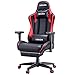 Hbada Gaming Stuhl Racing Stuhl Bürostuhl Chefsessel ergonomischer Drehstuhl Computerstuhl Kunstleder mit Fußstütze mit Kopfstütze und Ledenkissen Rot