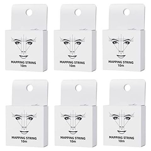 XIAOYU 10M Brow Mapping String Pre-Inked for Microblading, 6Pack, White Box, Black Ink Cover