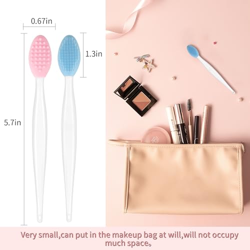 Yoizyfree 50 Pcs Lip Scrub Brush,Lip Scrubber Exfoliator,Double-Sided Silicone Lip Brush Tool for Men Women Lip Lightening, Lip Exfoliator Scrubber Tool for Dark Lips