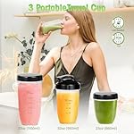 Nahida Blender for Smoothies, 1200W Smoothie Blender for Ice Crushing, Blenders with (2) 6-Fin Blades, Personal Blenders for Kitchen with 23oz, 32oz, 37oz Easy Go Cups for Juices, Silver - Image 4