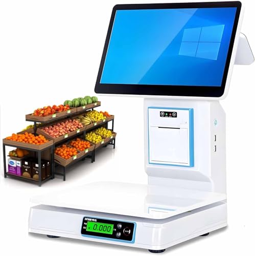 Image of Smart Touch Screen POS Register, All-in-One Cash with Built-in 58mm Thermal Printer, Drawer, Handheld Scanner and 20 Rolls of Paper(Singlescreen)
