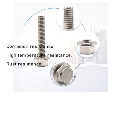 Image of cSeao 1 /4-20 x 1 Flanged Hex Head Bolts Flange Hexagon Screws, Stainless Steel 304, DIN 6921, 10 PCS