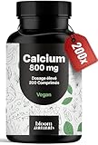 Calcium 800 mg – Carbonate de Calcium – 200 Comprimés – Vegan &...