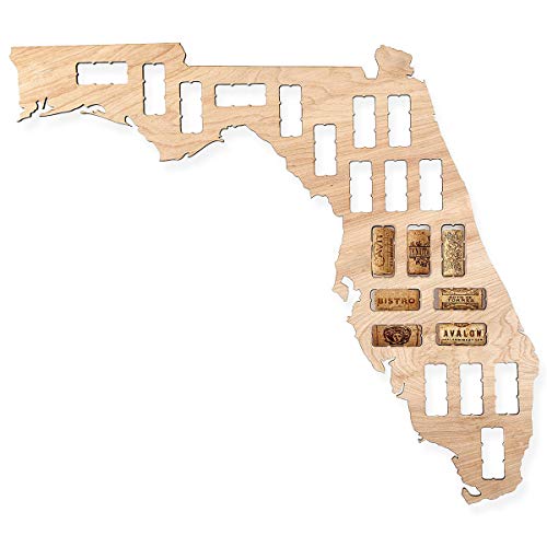 Wooden Shoe Designs Wine Cork Map - Florida  | Wall Mounted Wine Cork Holder Decor Display Art | A Great Gift For Wine Lovers And Collectors #TOP2